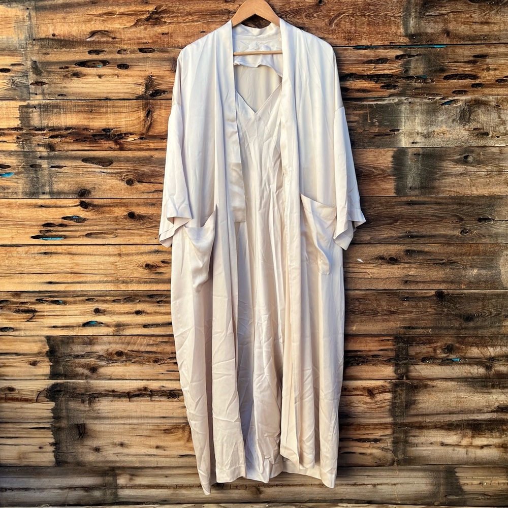 UNBRANDED | 3-Piece Elegant Cream Kimono Robe Set S